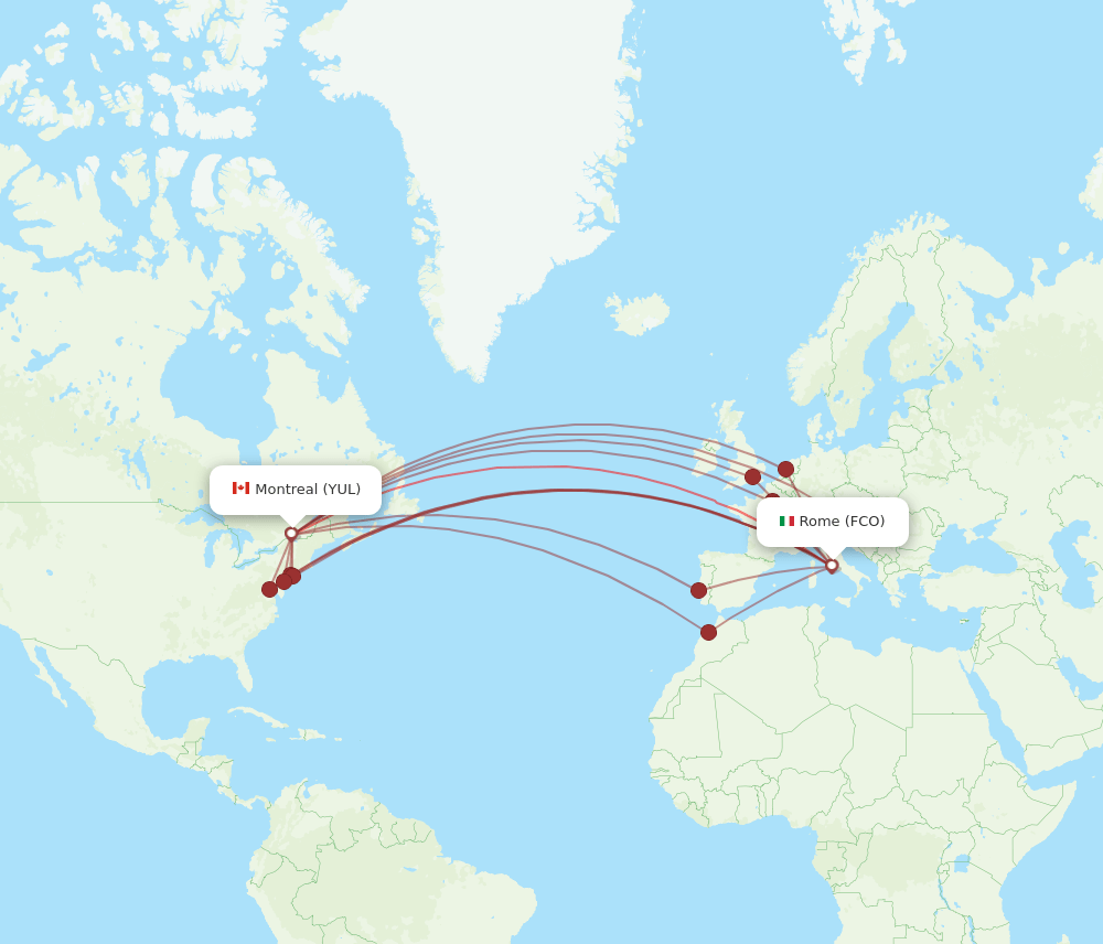 FCO-YUL flight routes
