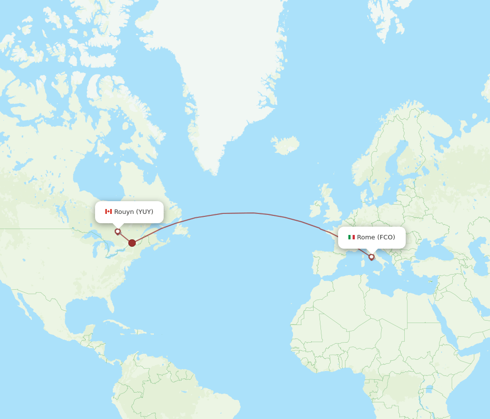 Rouyn - Rome route map and flight paths