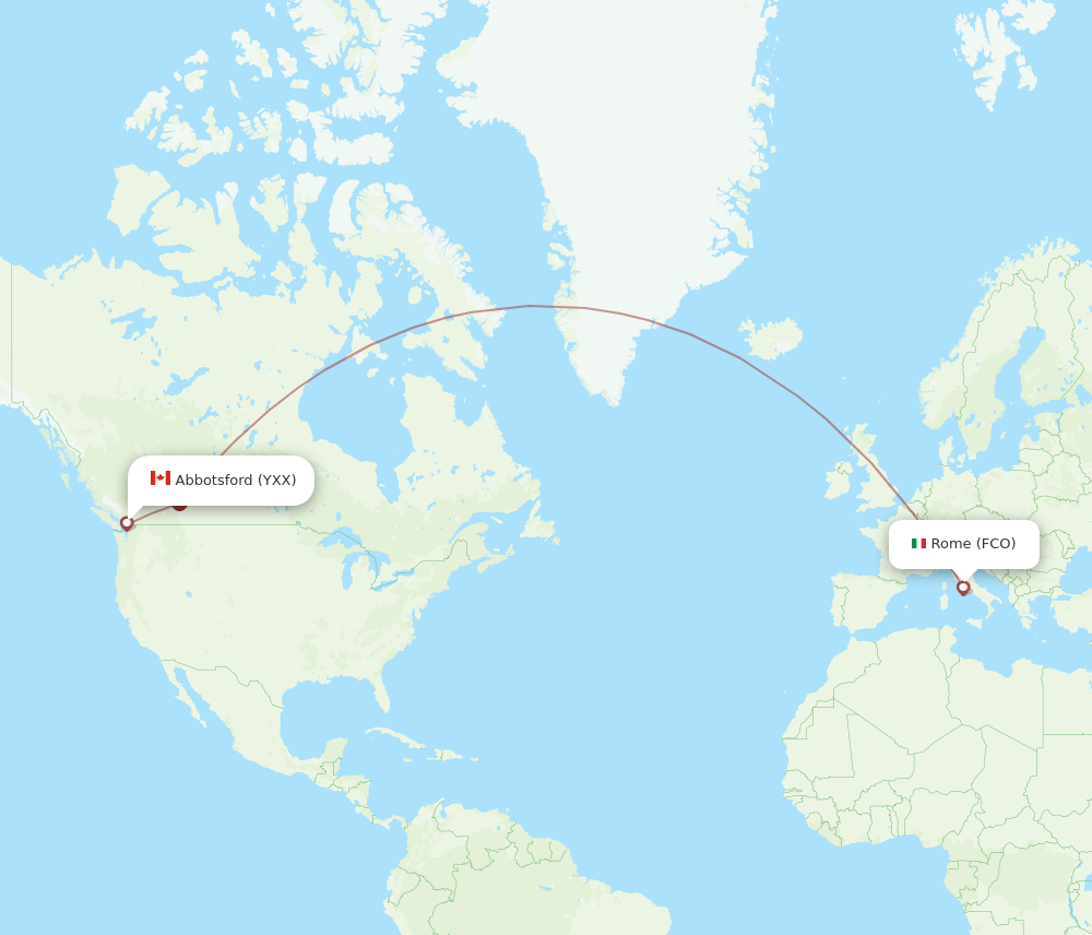 FCO-YXX flight routes
