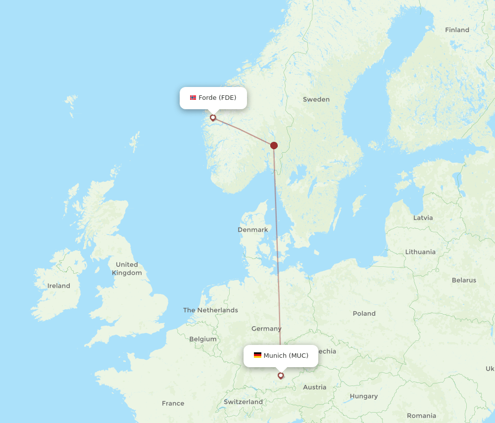 FDE-MUC flight routes
