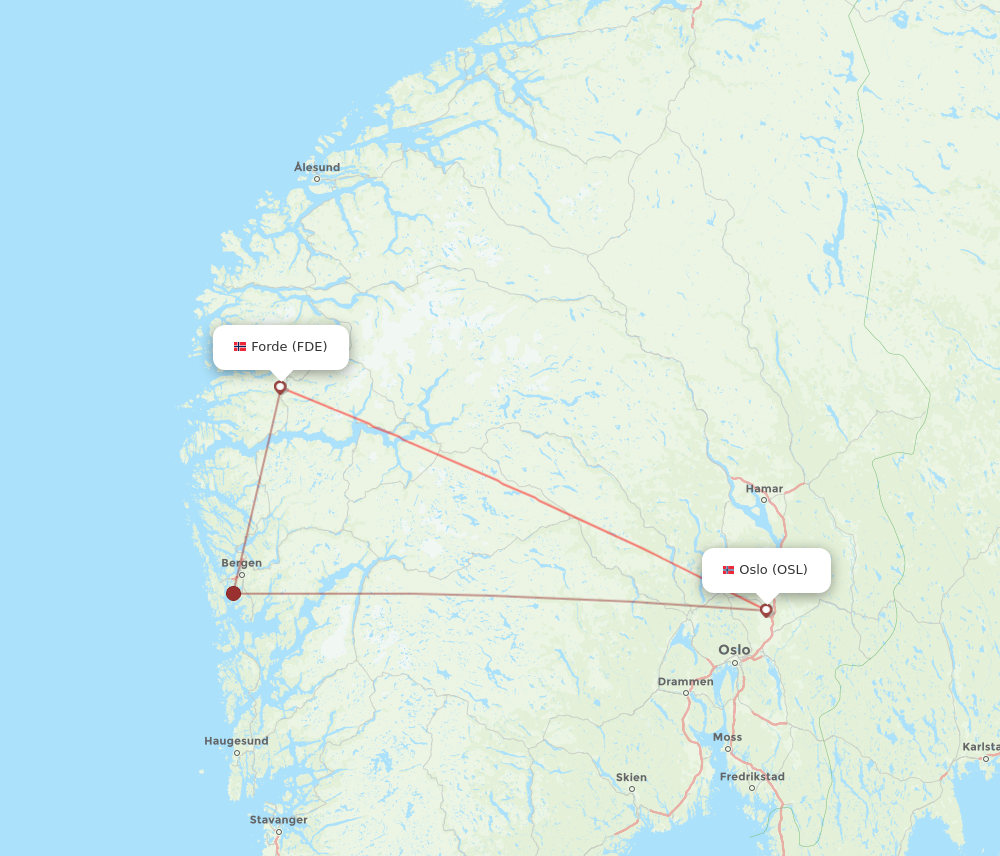 FDE to OSL flights and routes map