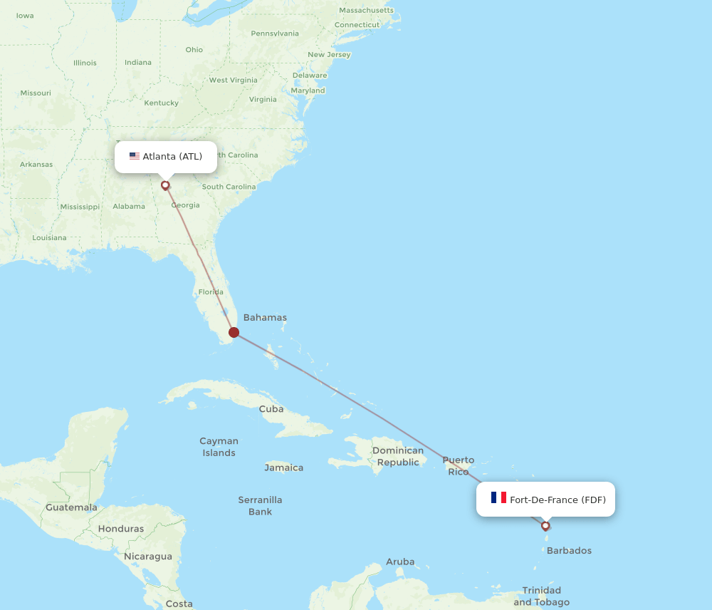 FDF-ATL flight routes