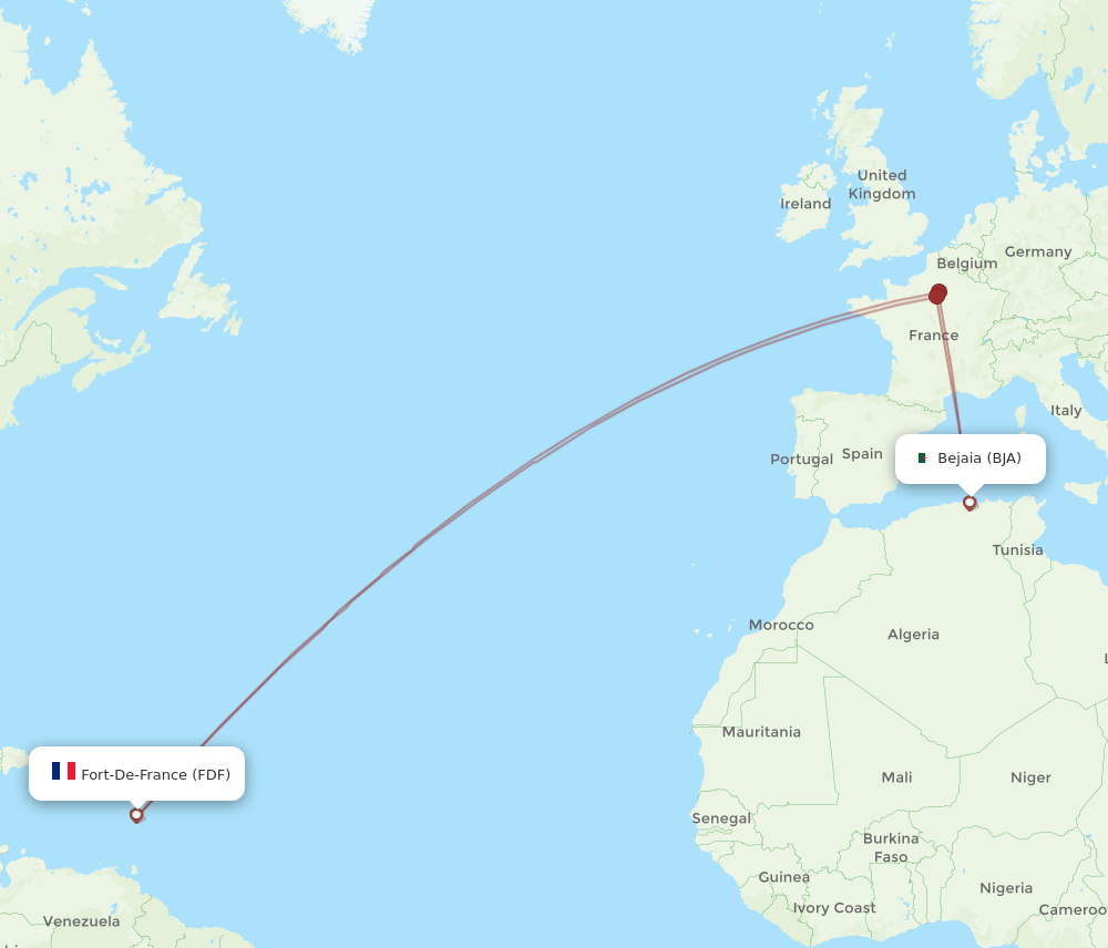 FDF-BJA flight routes
