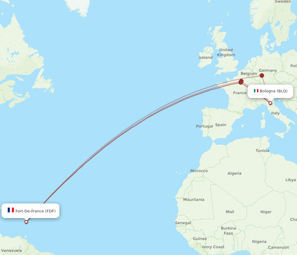 FDF-BLQ flight routes