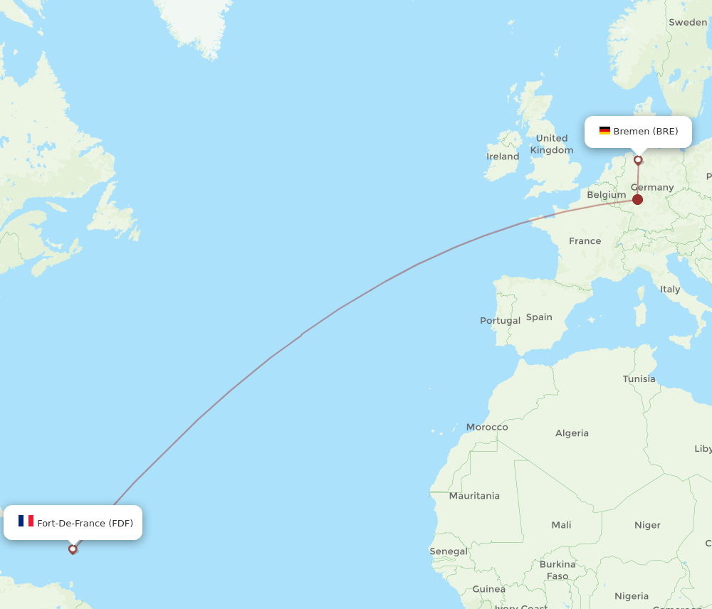 FDF to BRE flights and routes map