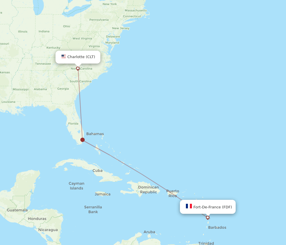 FDF-CLT flight routes