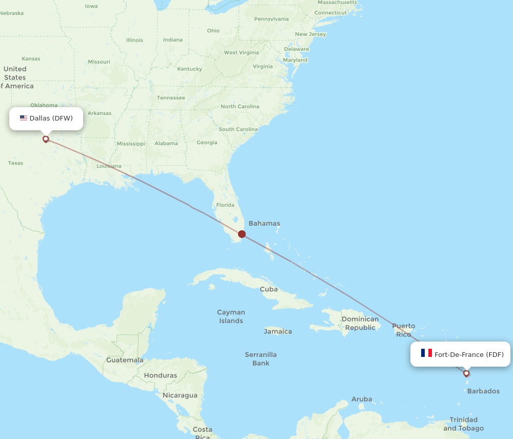 FDF-DFW flight routes