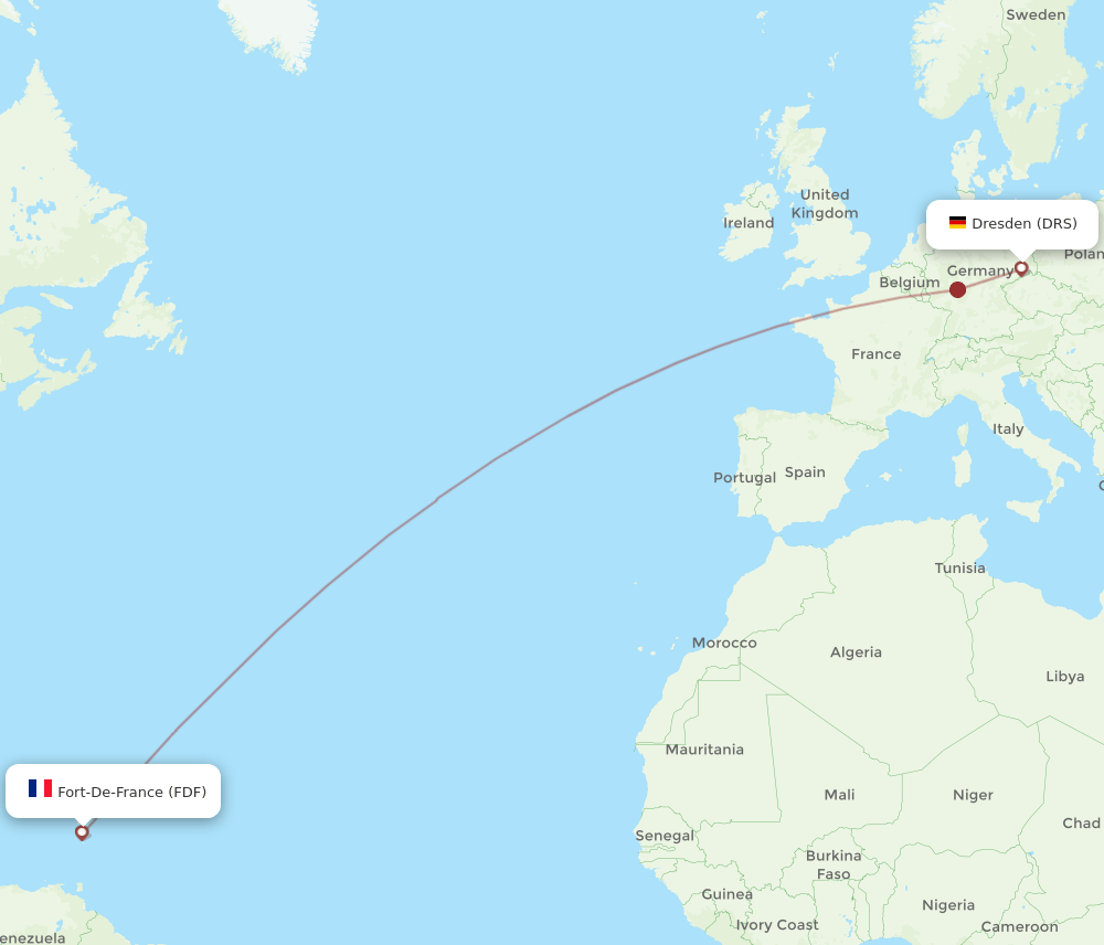 FDF to DRS flights and routes map