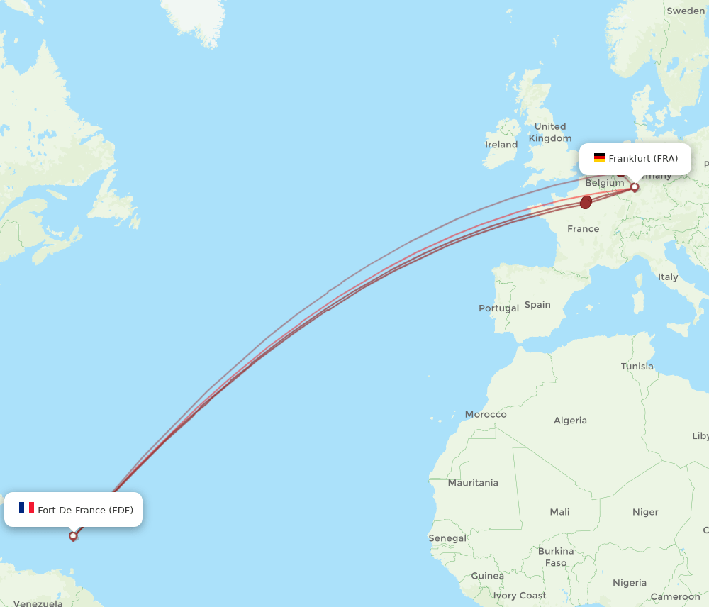 FDF to FRA flights and routes map