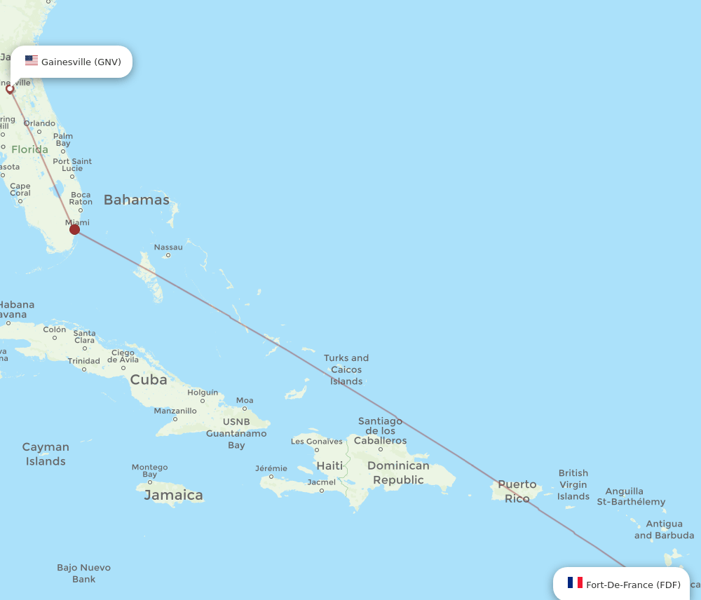 FDF-GNV flight routes