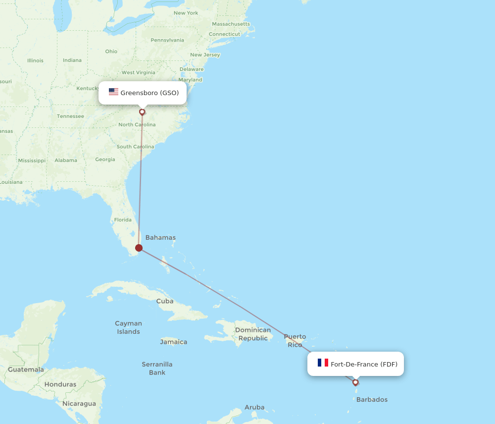 FDF-GSO flight routes