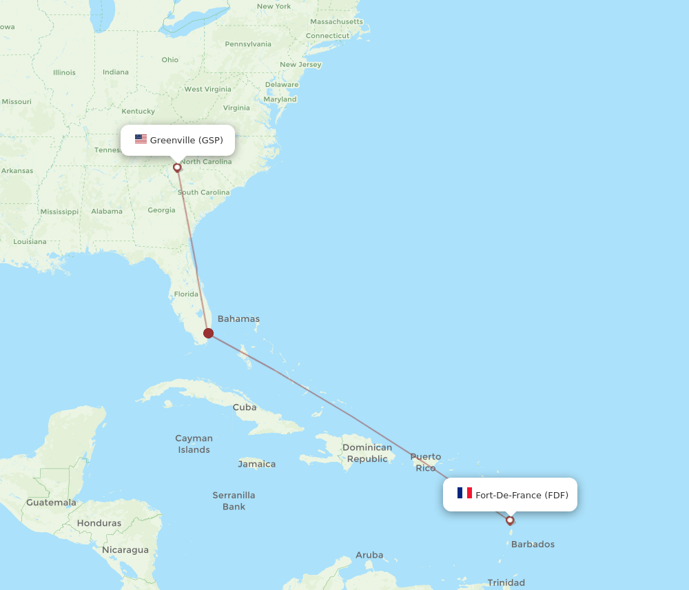 FDF-GSP flight routes