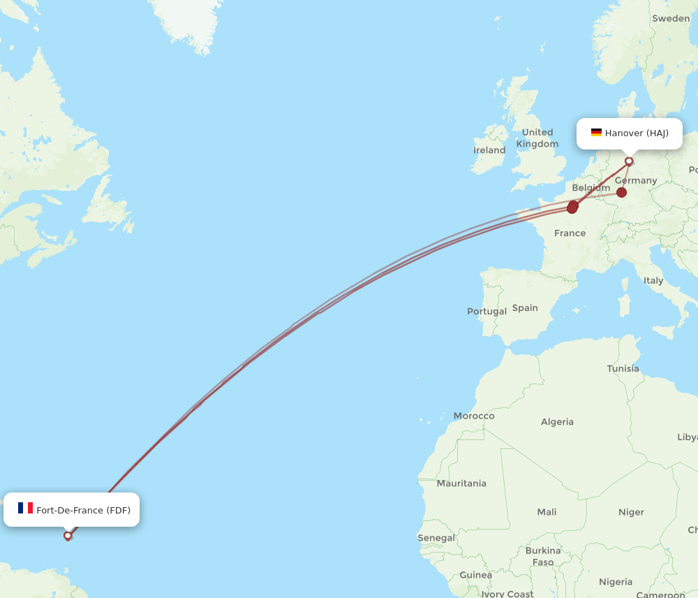 FDF to HAJ flights and routes map