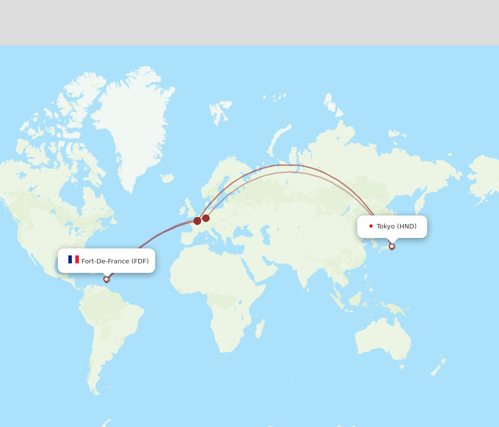 FDF-HND flight routes