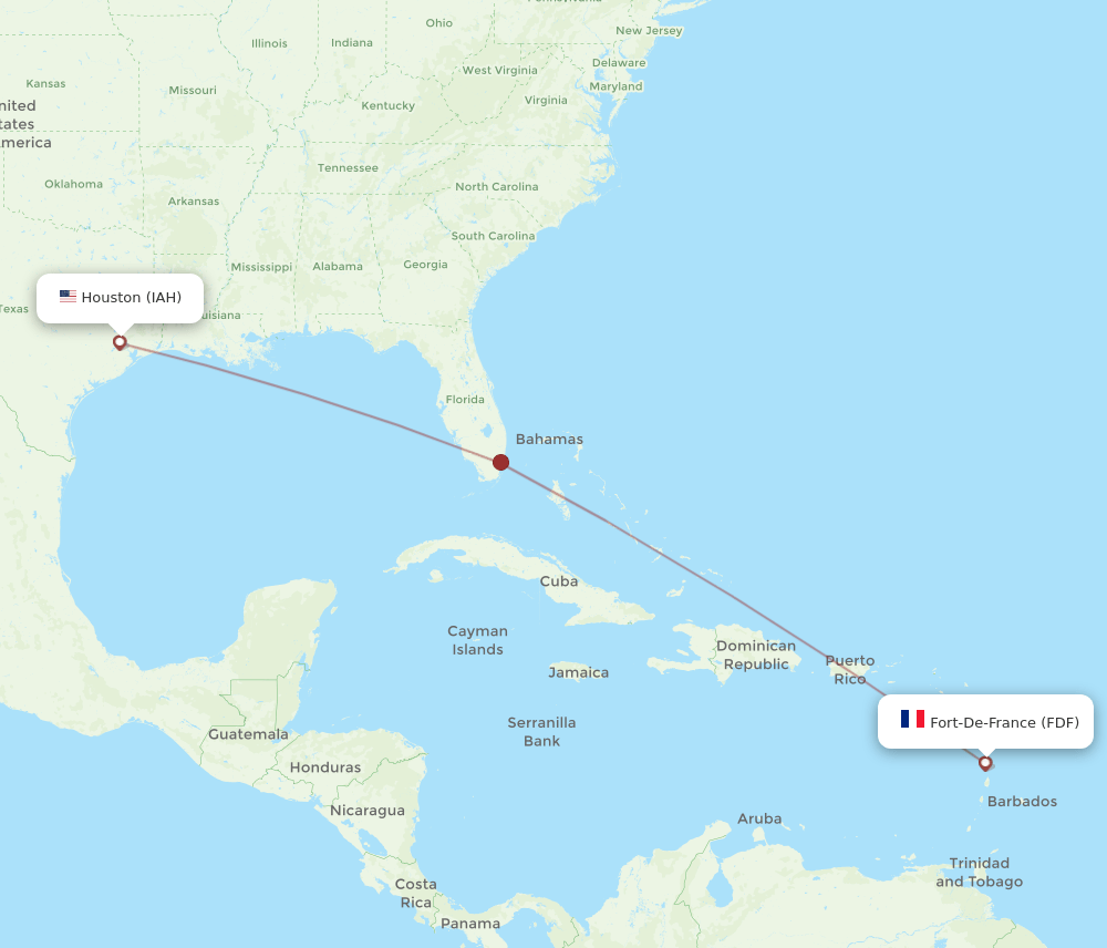 FDF-IAH flight routes
