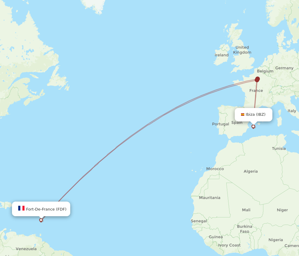 FDF-IBZ flight routes