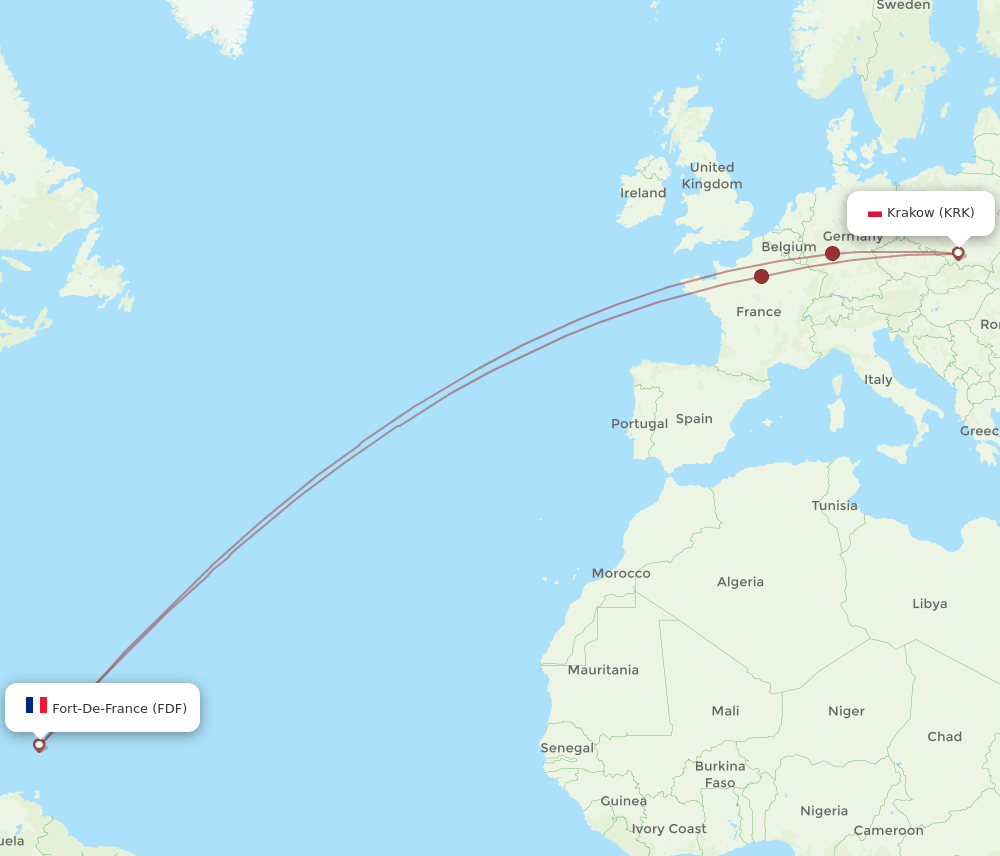 FDF-KRK flight routes