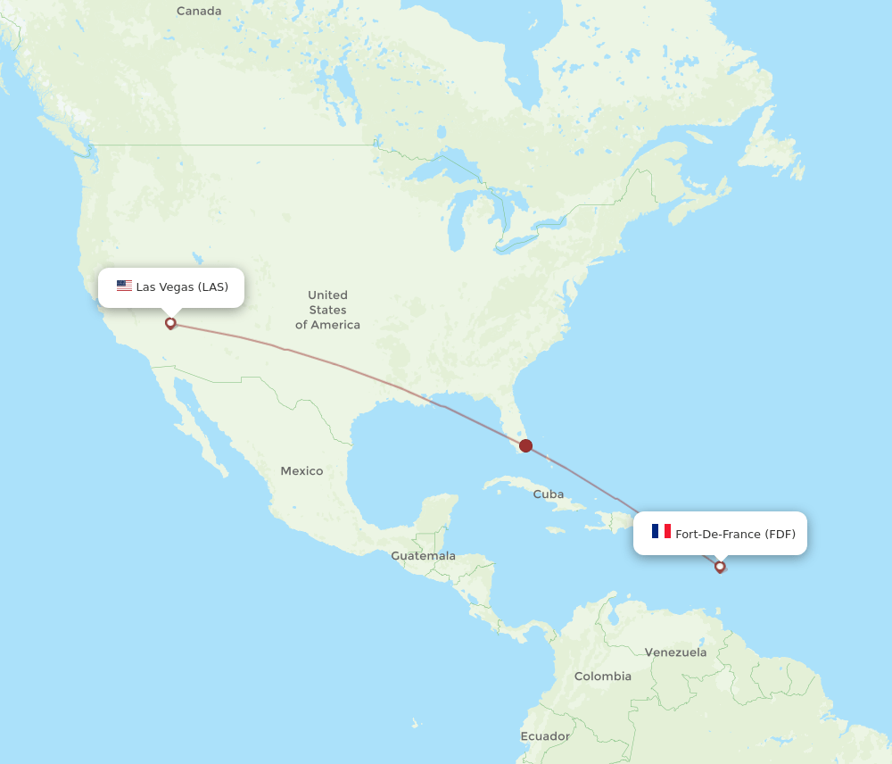 FDF-LAS flight routes