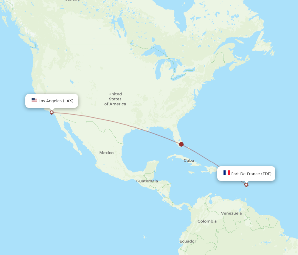FDF to LAX flights and routes map