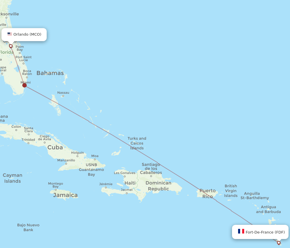 FDF-MCO flight routes