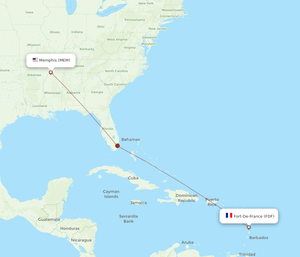 FDF-MEM flight routes