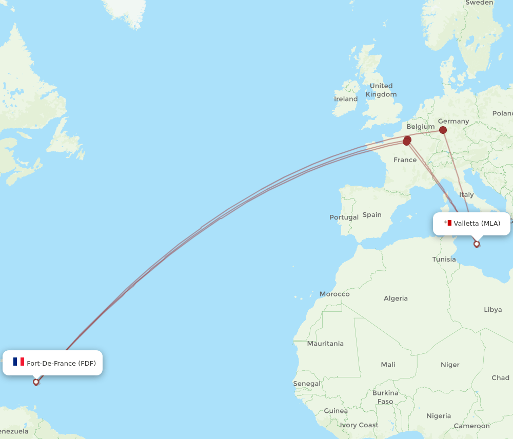 FDF-MLA flight routes