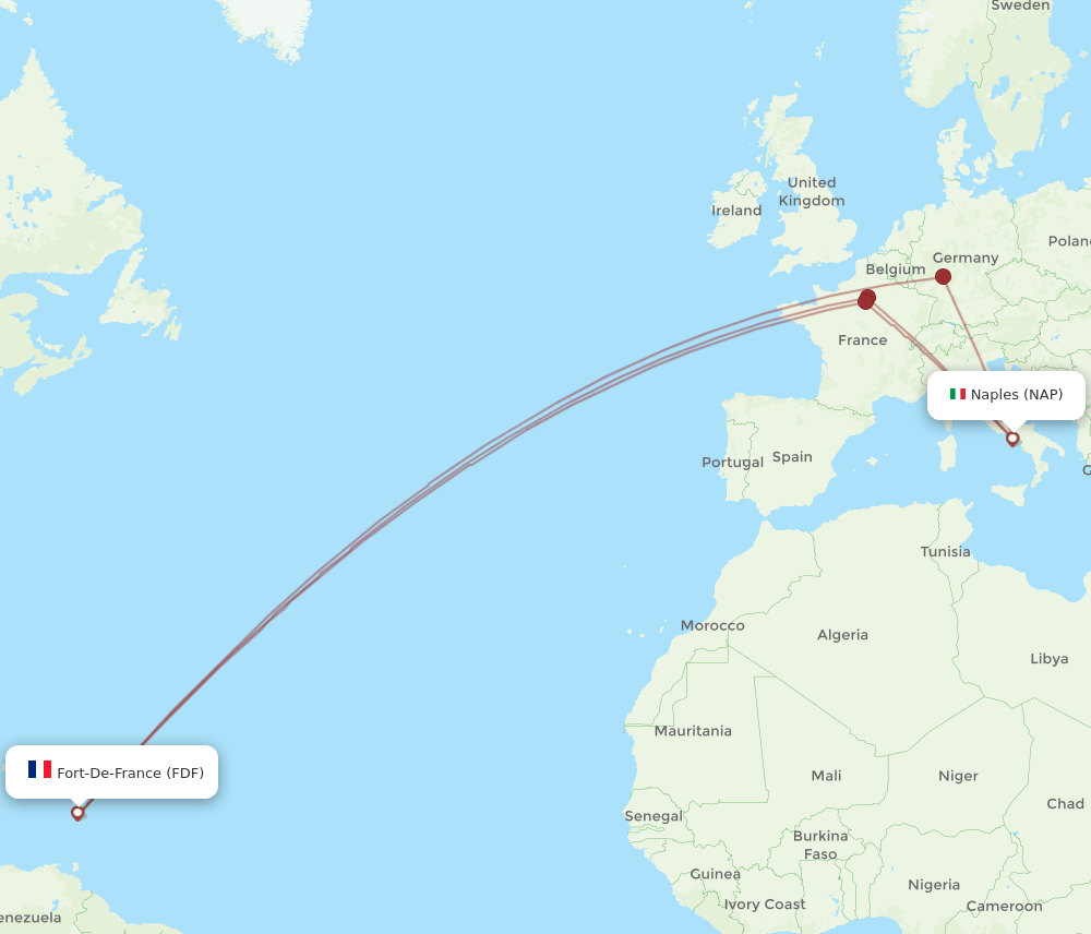 FDF-NAP flight routes