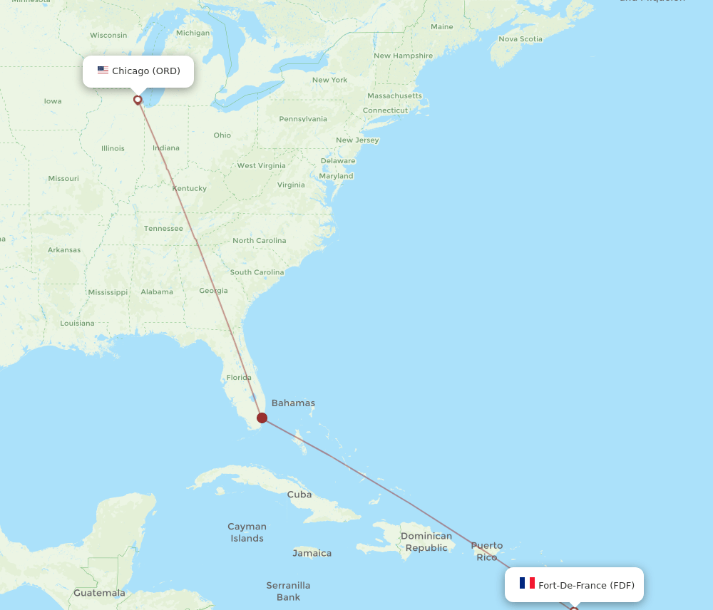FDF-ORD flight routes