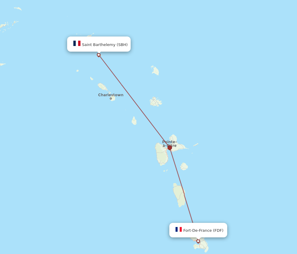 FDF-SBH flight routes