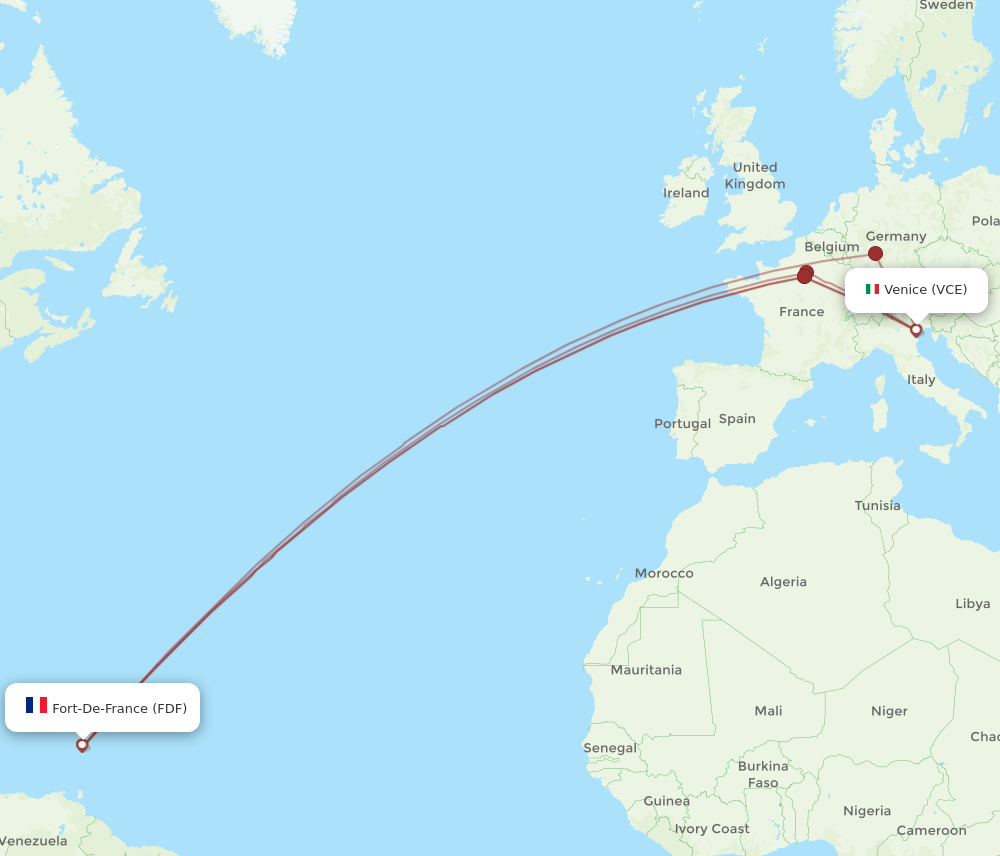 FDF-VCE flight routes