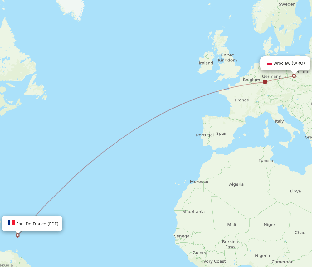 FDF-WRO flight routes