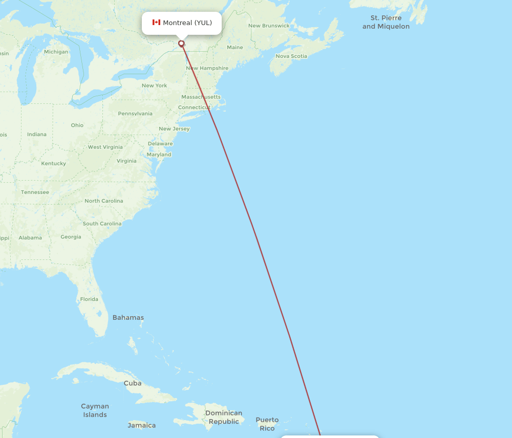 FDF-YUL flight routes