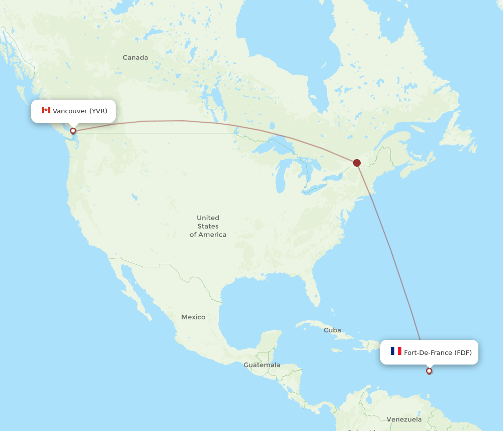 FDF-YVR flight routes