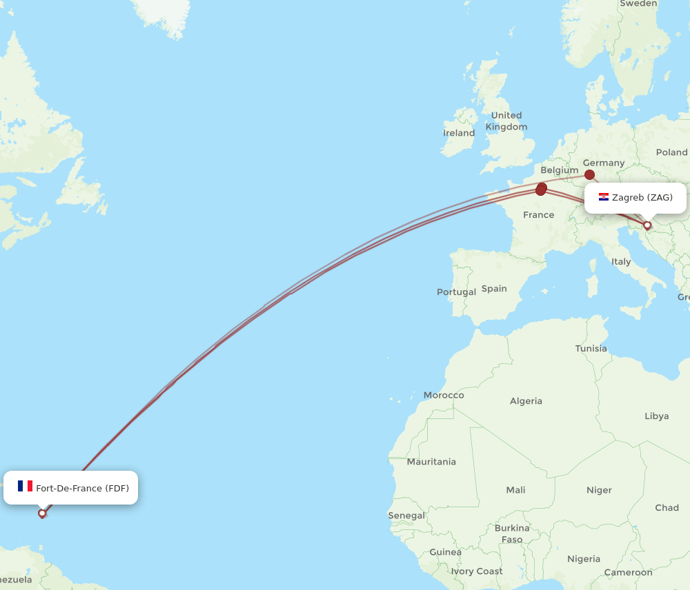 ZAG to FDF flights and routes map