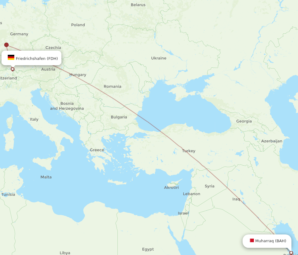 FDH to BAH flights and routes map