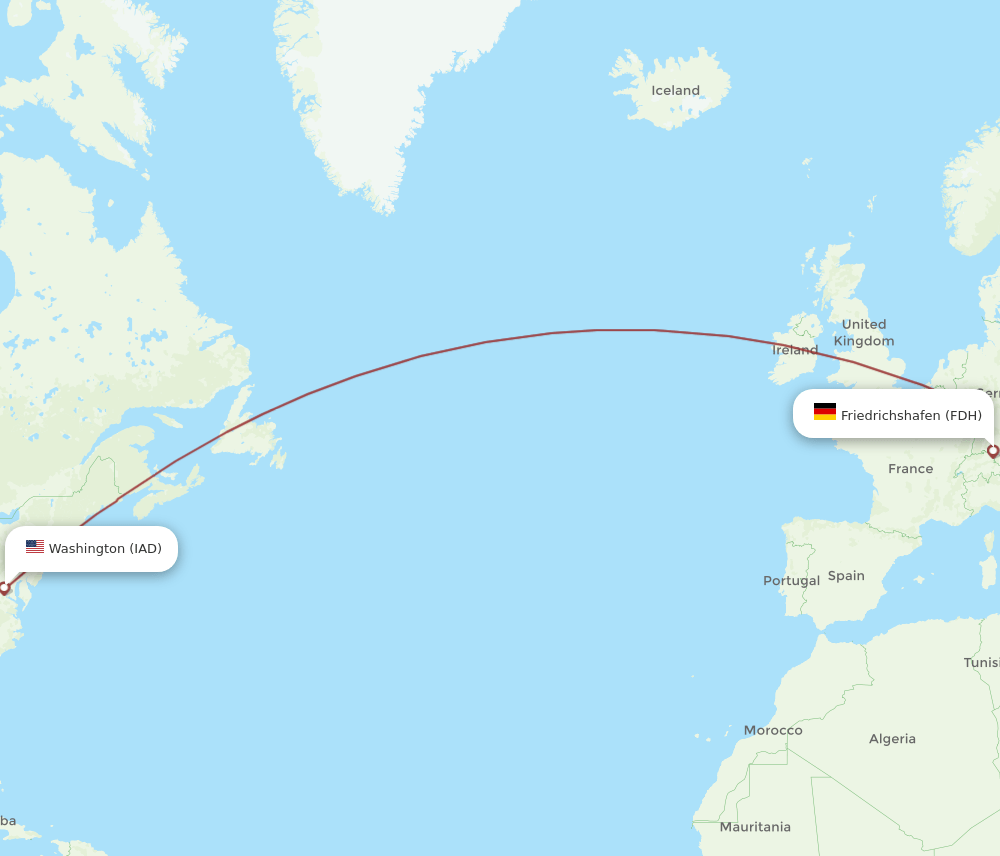 FDH to IAD flights and routes map