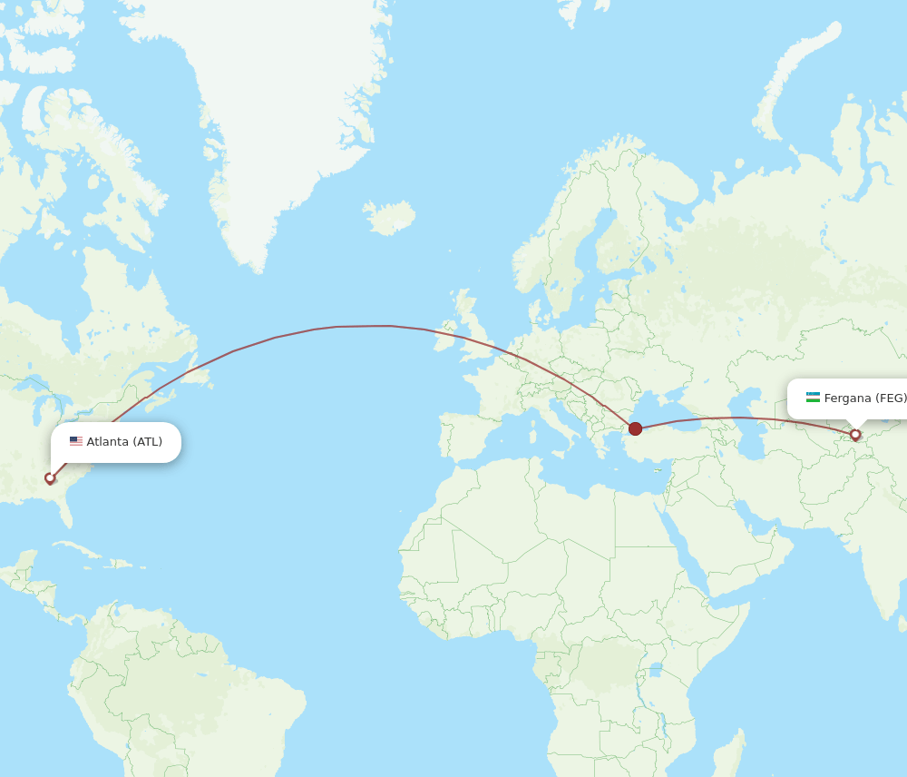 FEG to ATL flights and routes map