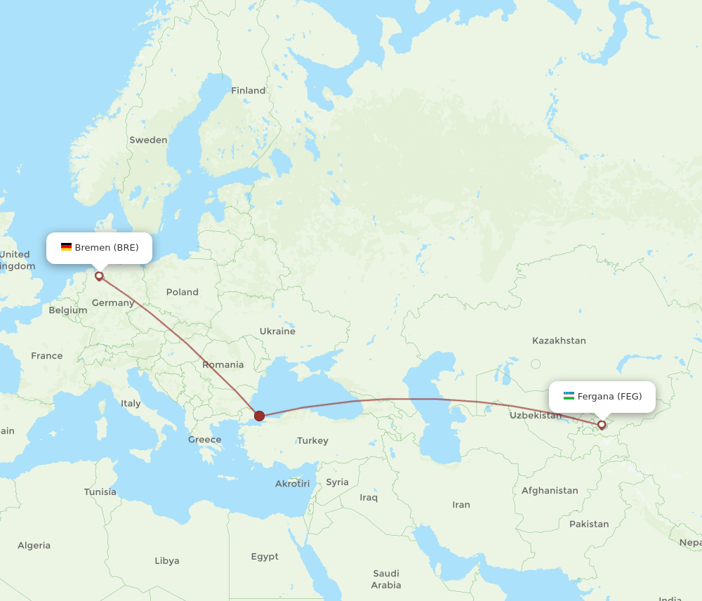 FEG-BRE flight routes