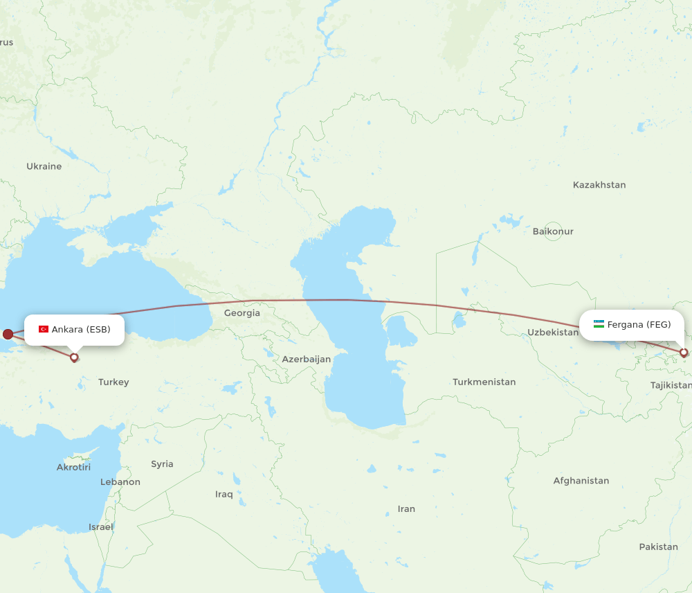 FEG to ESB flights and routes map