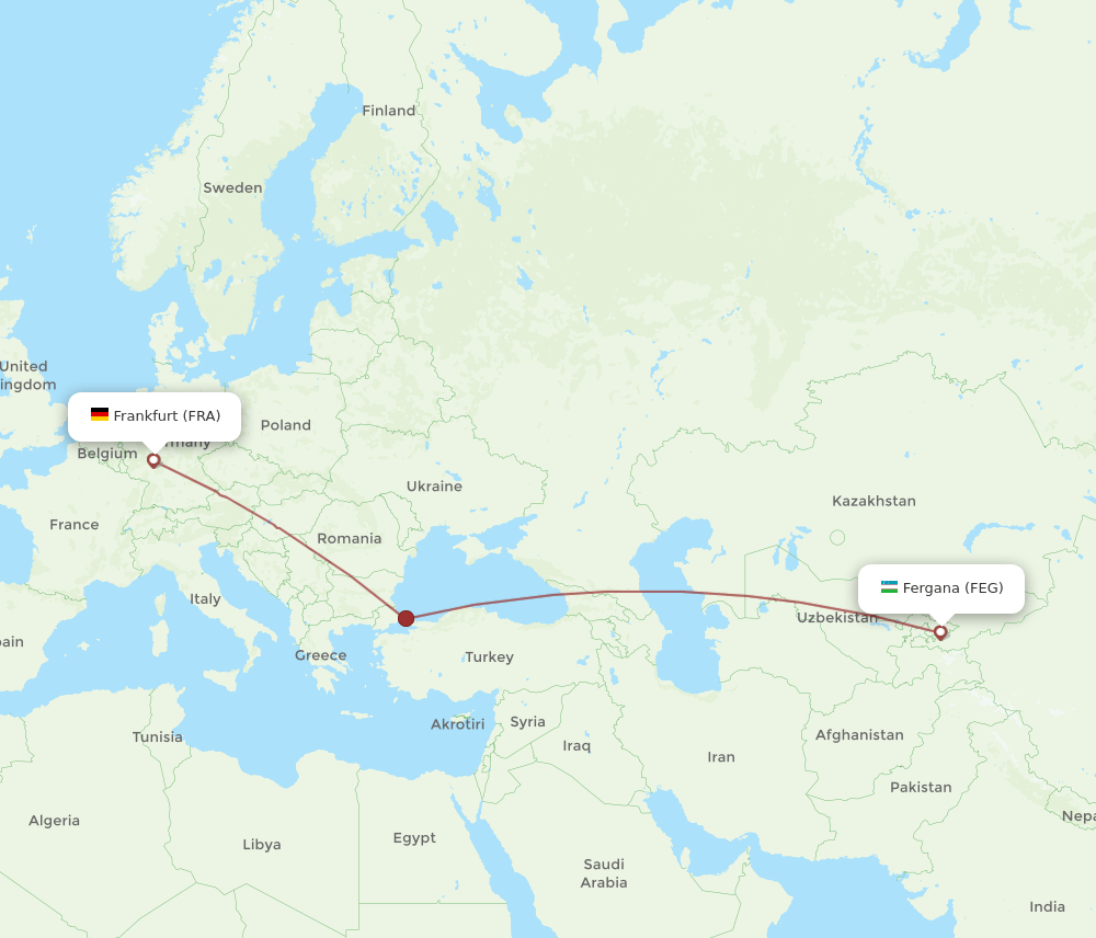 FEG-FRA flight routes