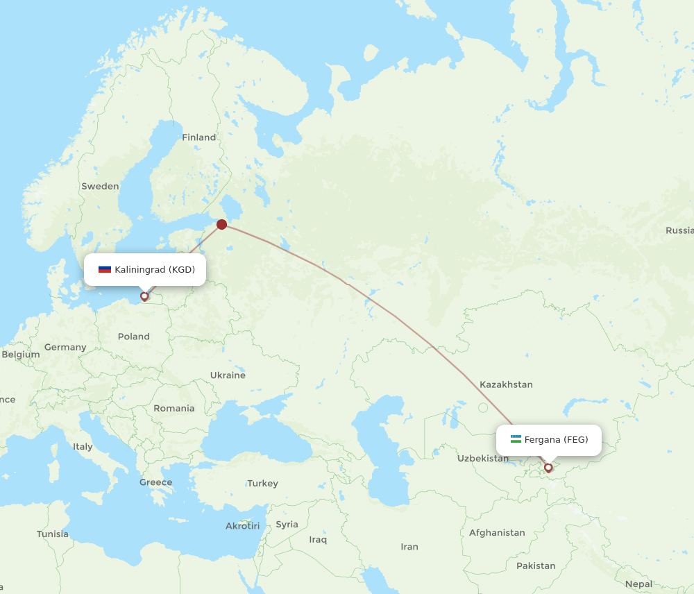FEG-KGD flight routes