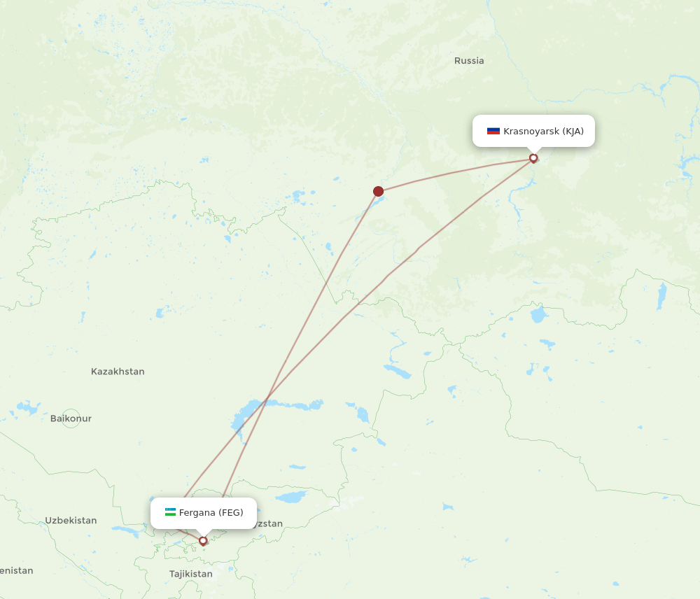 FEG-KJA flight routes
