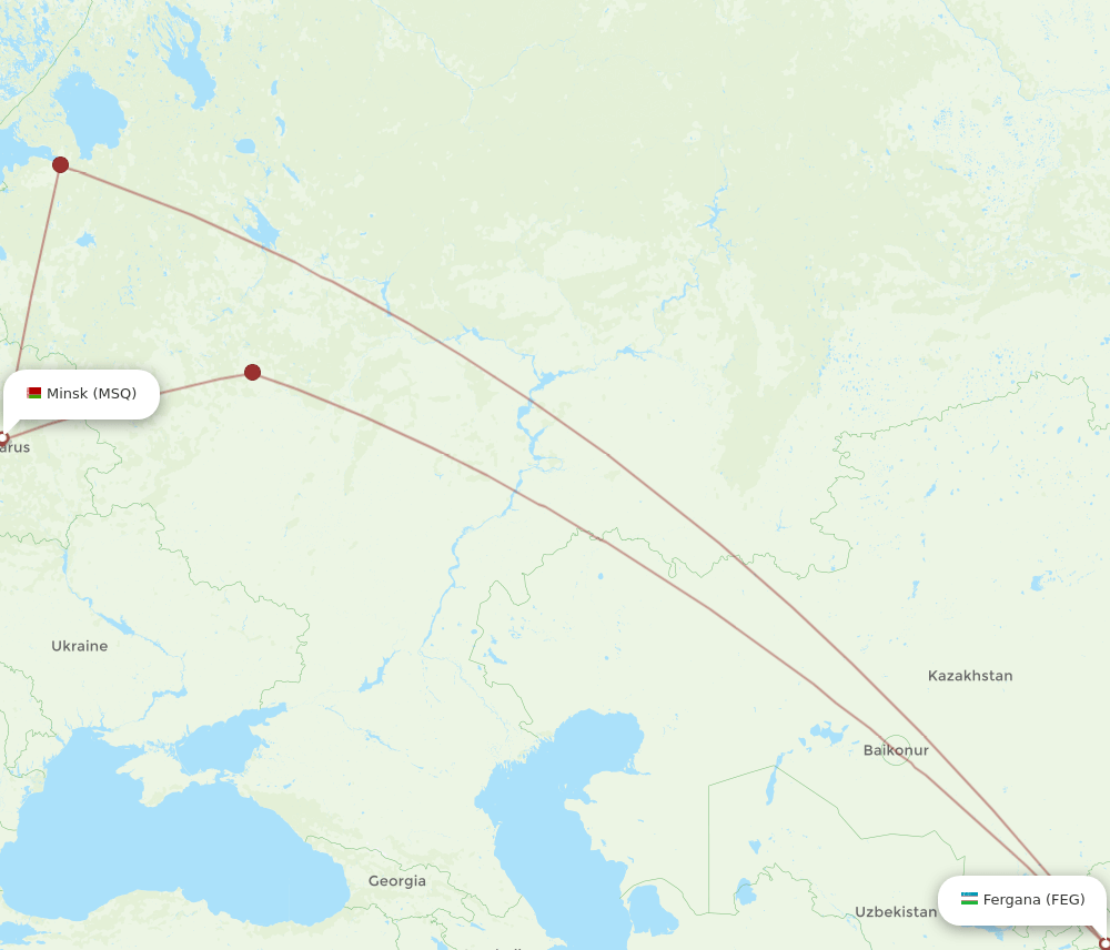 FEG to MSQ flights and routes map