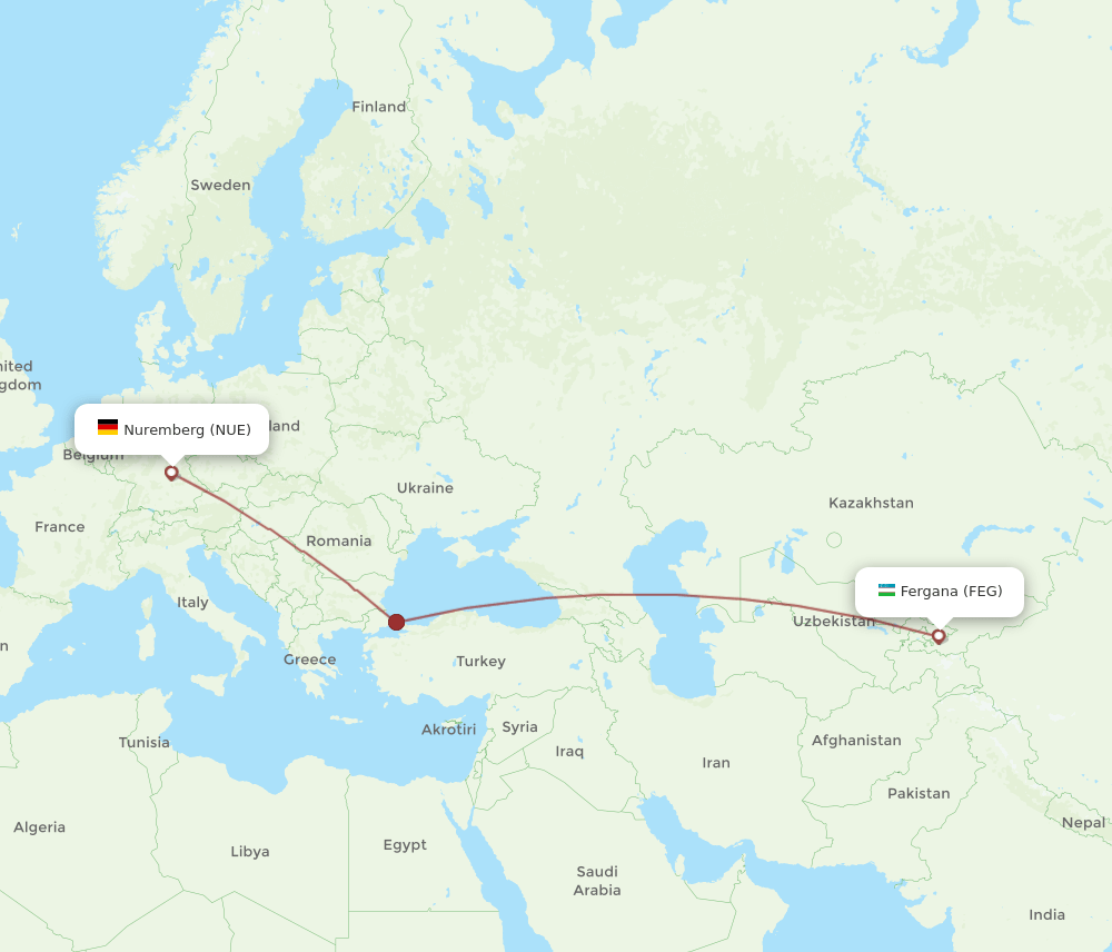 FEG-NUE flight routes