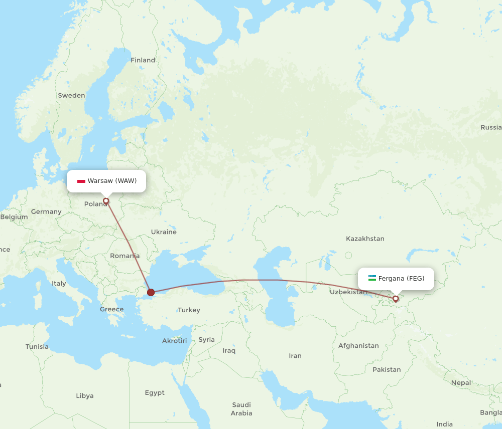 FEG-WAW flight routes