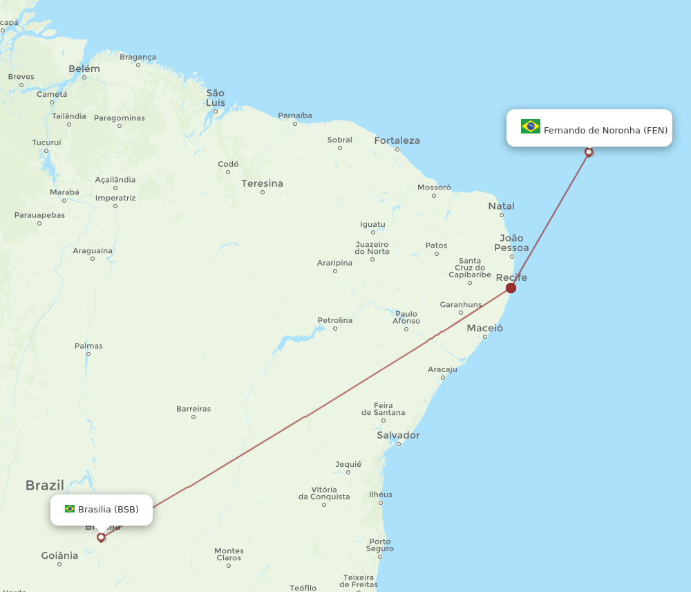 FEN to BSB flights and routes map