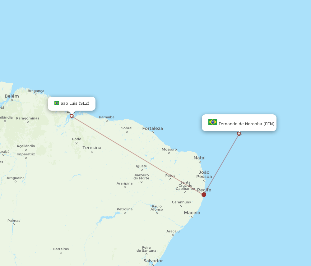 FEN to SLZ flights and routes map