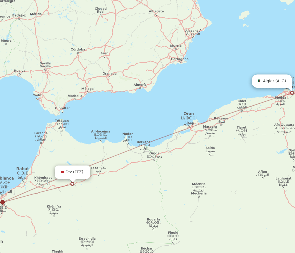 FEZ-ALG flight routes