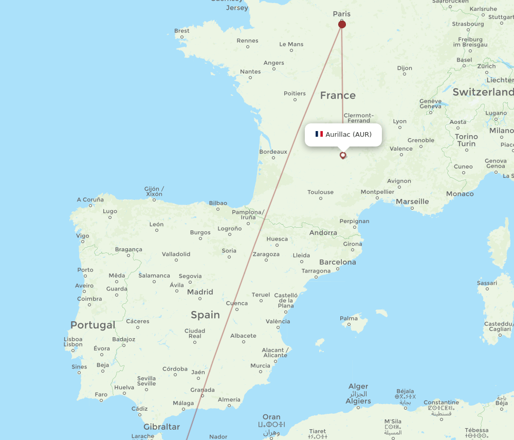 FEZ to AUR flights and routes map
