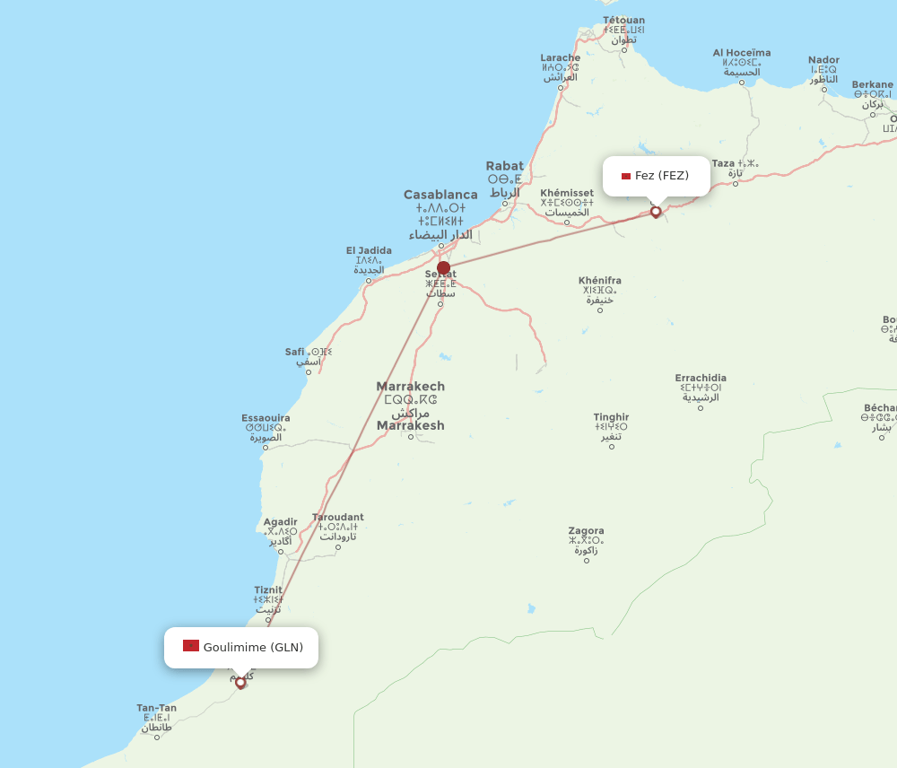 FEZ-GLN flight routes